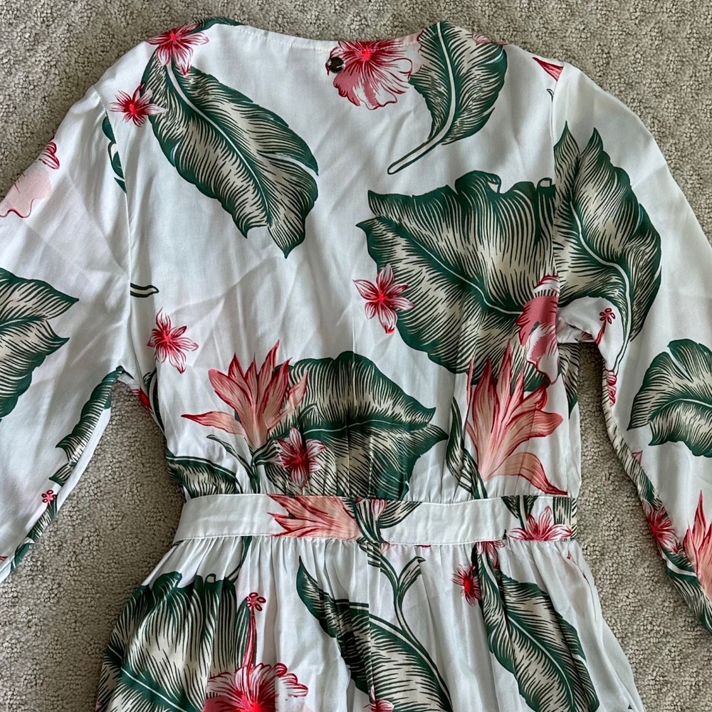 ROXY Taste of Tomorrow Long Sleeve Floral Maxi Wrap Dress Small Tropical Casual - Picture 10 of 16